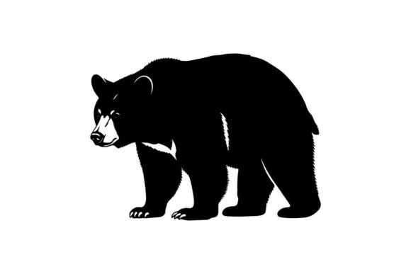Black Bear Silhouette Walking: A Bold Design Asset