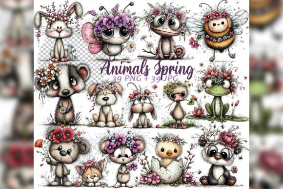 Bring a Storybook Garden to Life with Whimsical Floral Animals Spring Clipart
