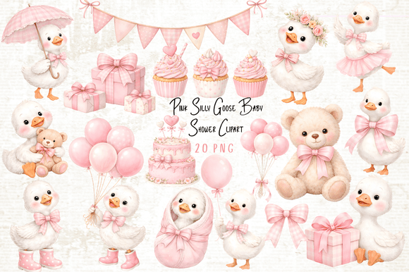 Charm and Whimsy: Using Pink Silly Goose Baby Shower Clipart