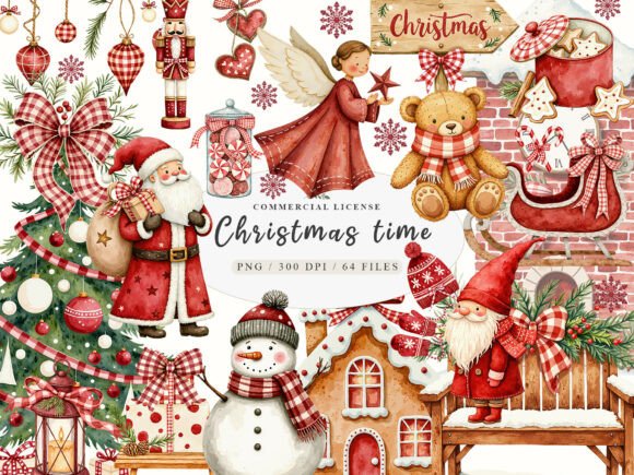 Christmas Floral Wreath & Santa Claus: A Festive Design Toolkit