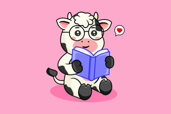 Cute Cow Reading Book Vector Illustration: A Designer's Guide