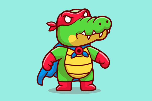 Cute Crocodile Super Hero with Cloak: A Design Powerhouse