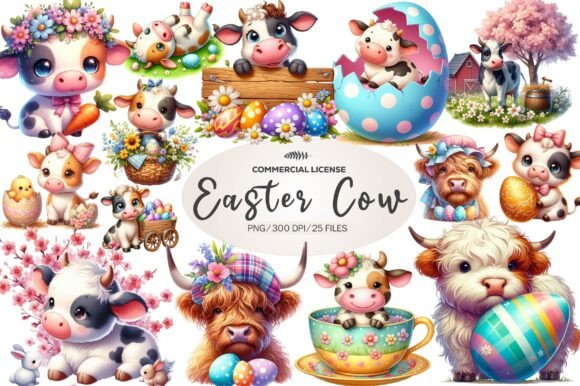 Easter Cow Sublimation Clipart: A Fresh Take on Spring Design