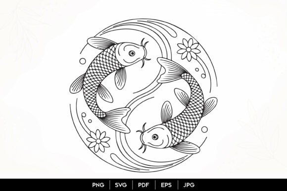 Elegant Koi Fish Circle SVG: A Symbol of Balance and Flow