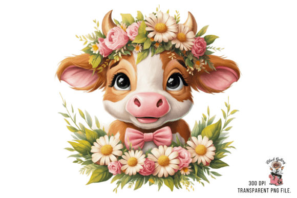 Floral Cow Clipart PNG: A Whimsical Design Asset