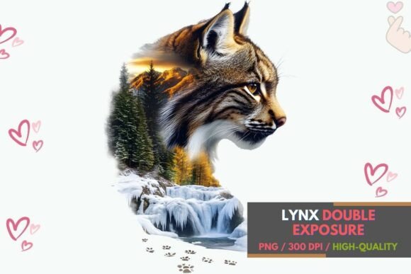 Lynx PNG Double Exposure Sublimation: A Bold Wildlife Asset