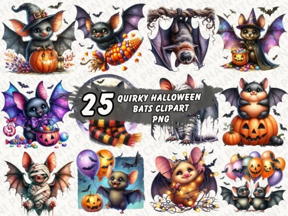 Quirky Halloween Bats Clipart Bundle: Beyond the Standard Spooky