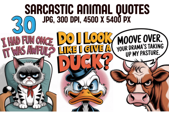 Sarcastic Cartoon Animals: Bold Personality for Modern Design