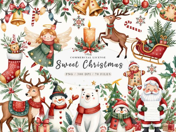 Sweet Cute Christmas Mrs Santa Claus PNG: Festive Design Elements