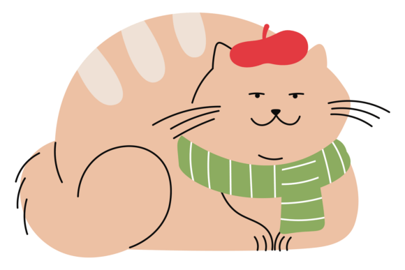 The Playful Charm of Funny Cat in Green Scarf and Red Hat