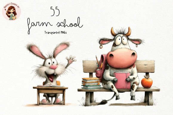 Whimsical Farm School PNG Clipart: A Creative Toolkit for Designers