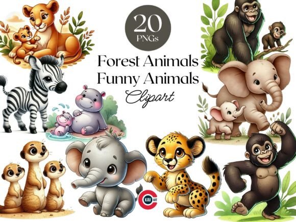 Whimsical Wildlife: Safari & Forest Animal Clipart